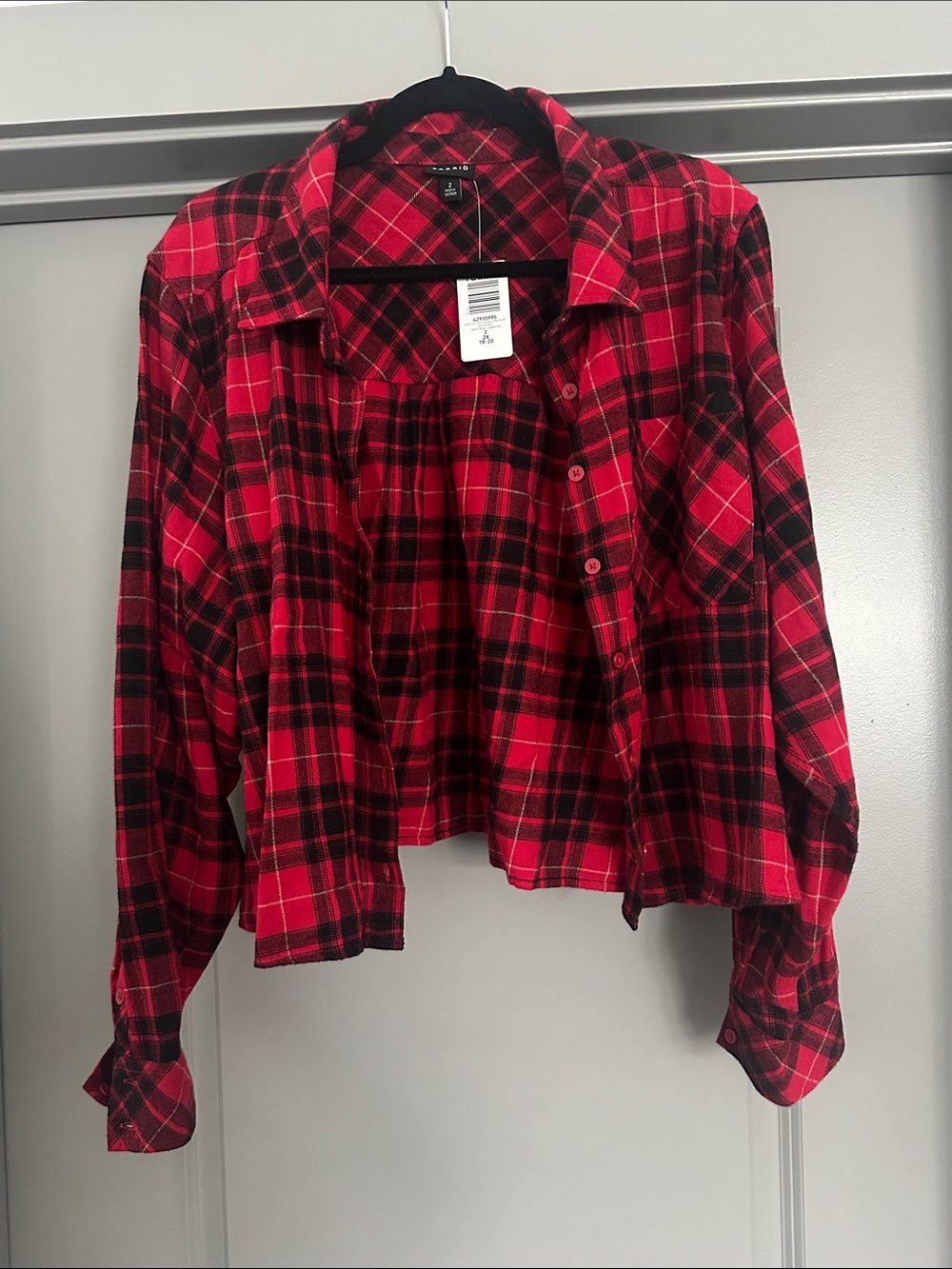 torrid | Red and Black Plaid Cropped Button-Up Shirt